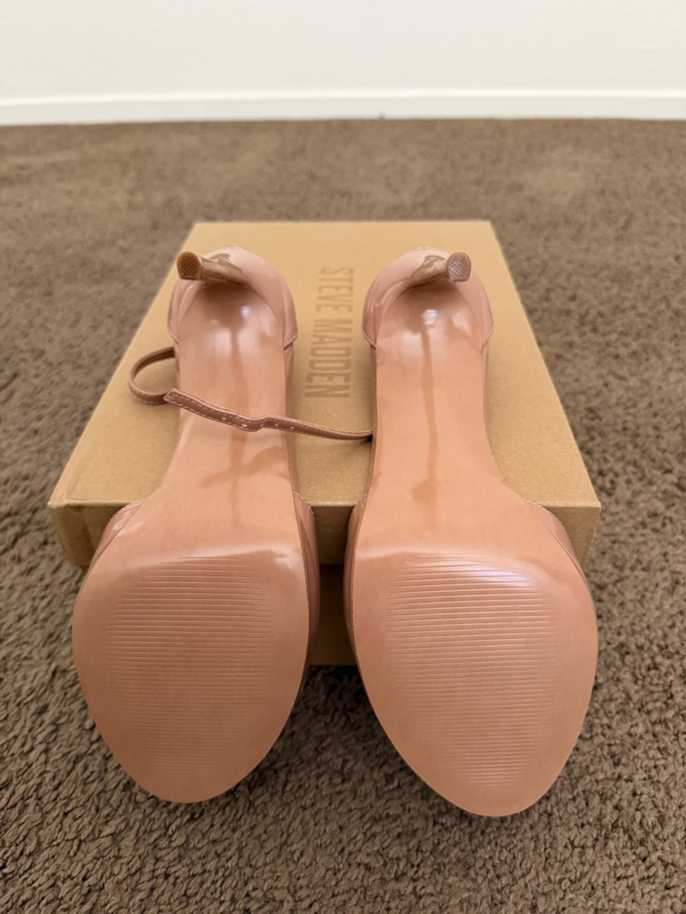 Steve Madden Blush Patent High Heel Ankle-Strap Sandals - Picture 4 of 5
